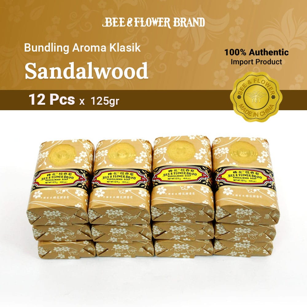 Bee Flower Import Sandalwood 125 gr (12 pcs) - Sabun Tawon Cendana